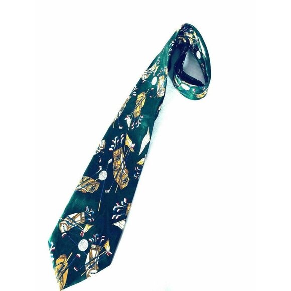 Golf Necktie Renaissance Men's Neck Tie Green Sports Design 60" - Picture 1 of 6